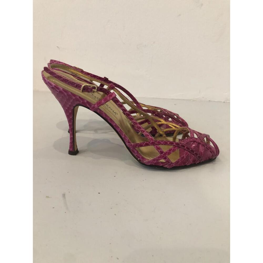 Stylish Pink Strappy Snakeskin Heels